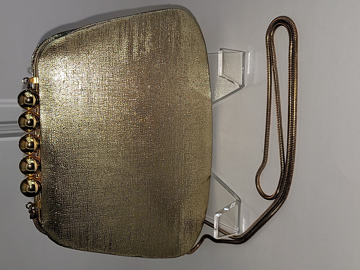 Andre Cellini Gold Lame Evening Clutch Shoulder Bag